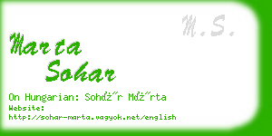 marta sohar business card